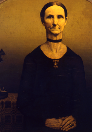Grant Wood, Victorian Survival, on long-term loan from Carnegie-Stout Public Library, made possible by the Lull Art Fund